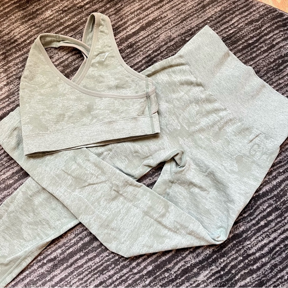 Gymshark Camo Seamless Set, Sage Green, Size S - image 2
